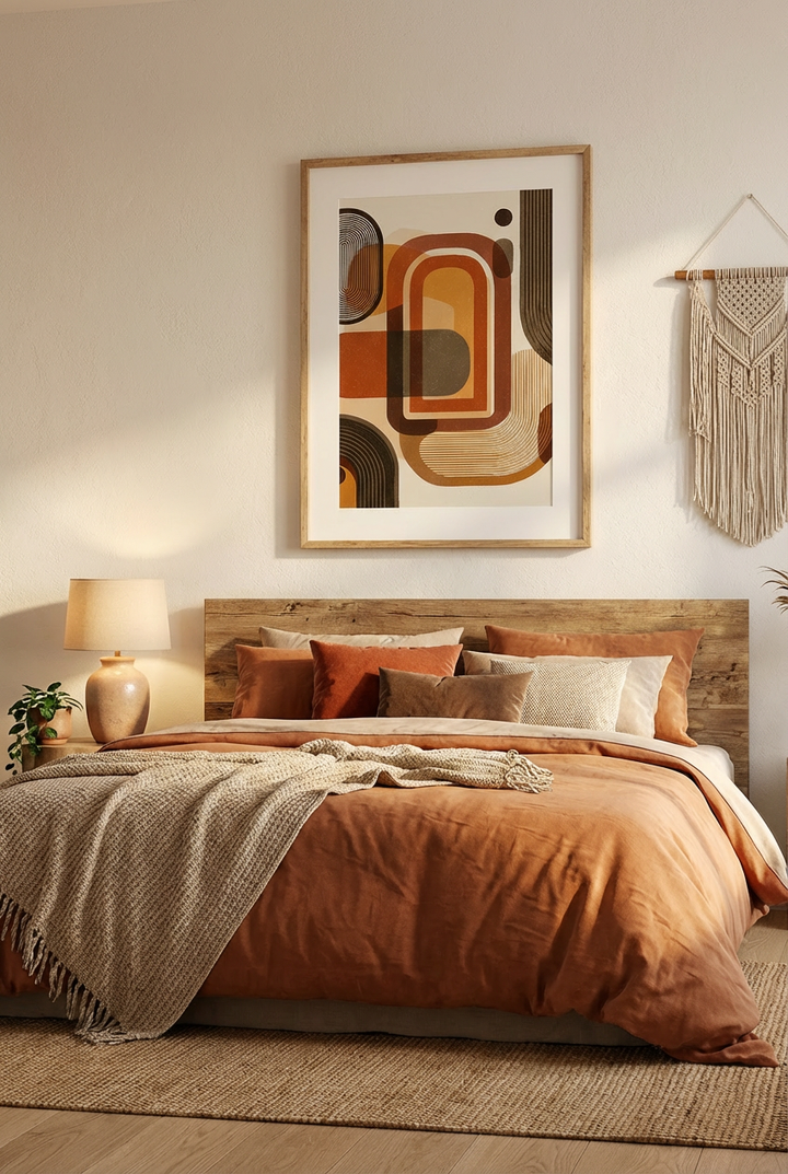 Afro Abstract Geometric Wall Art – African Inspired Retro Earth Tone Modern Decor