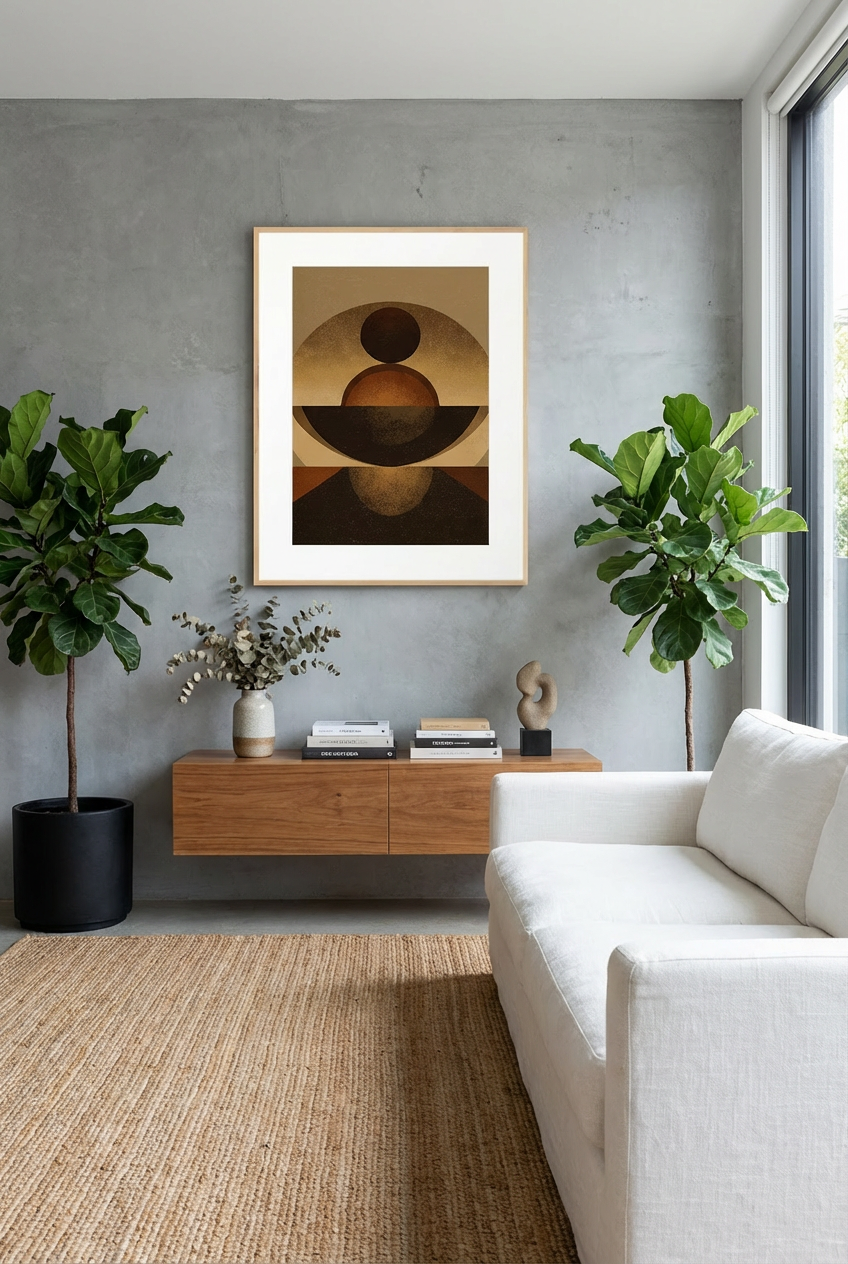 Afro Minimalist Abstract Wall Art – African Inspired Geometric Balance Print