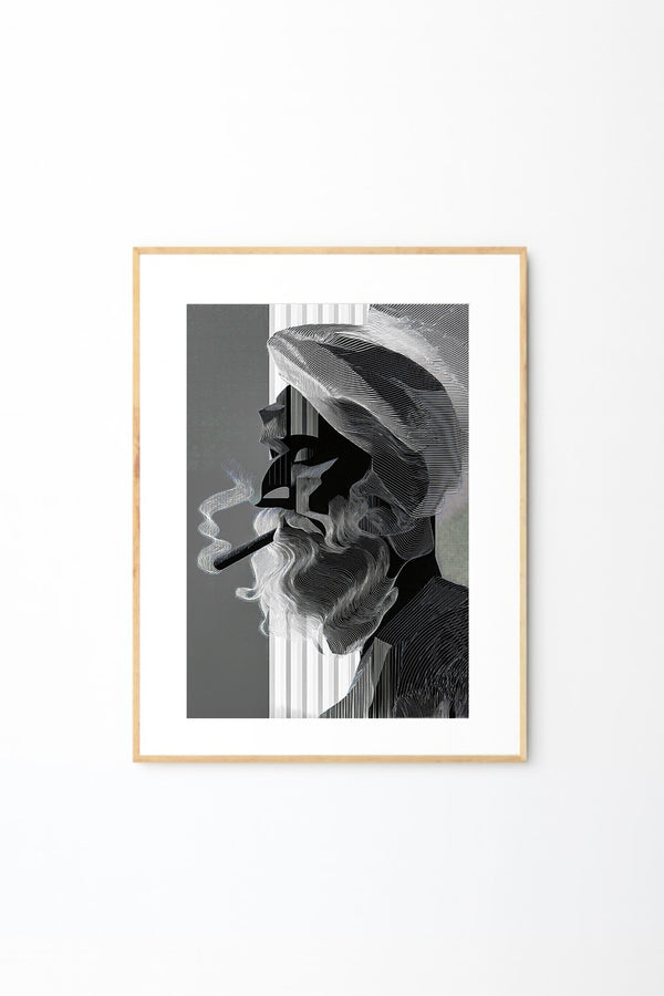 Sufi Silence — Himalayan Abstract Line Art Portrait