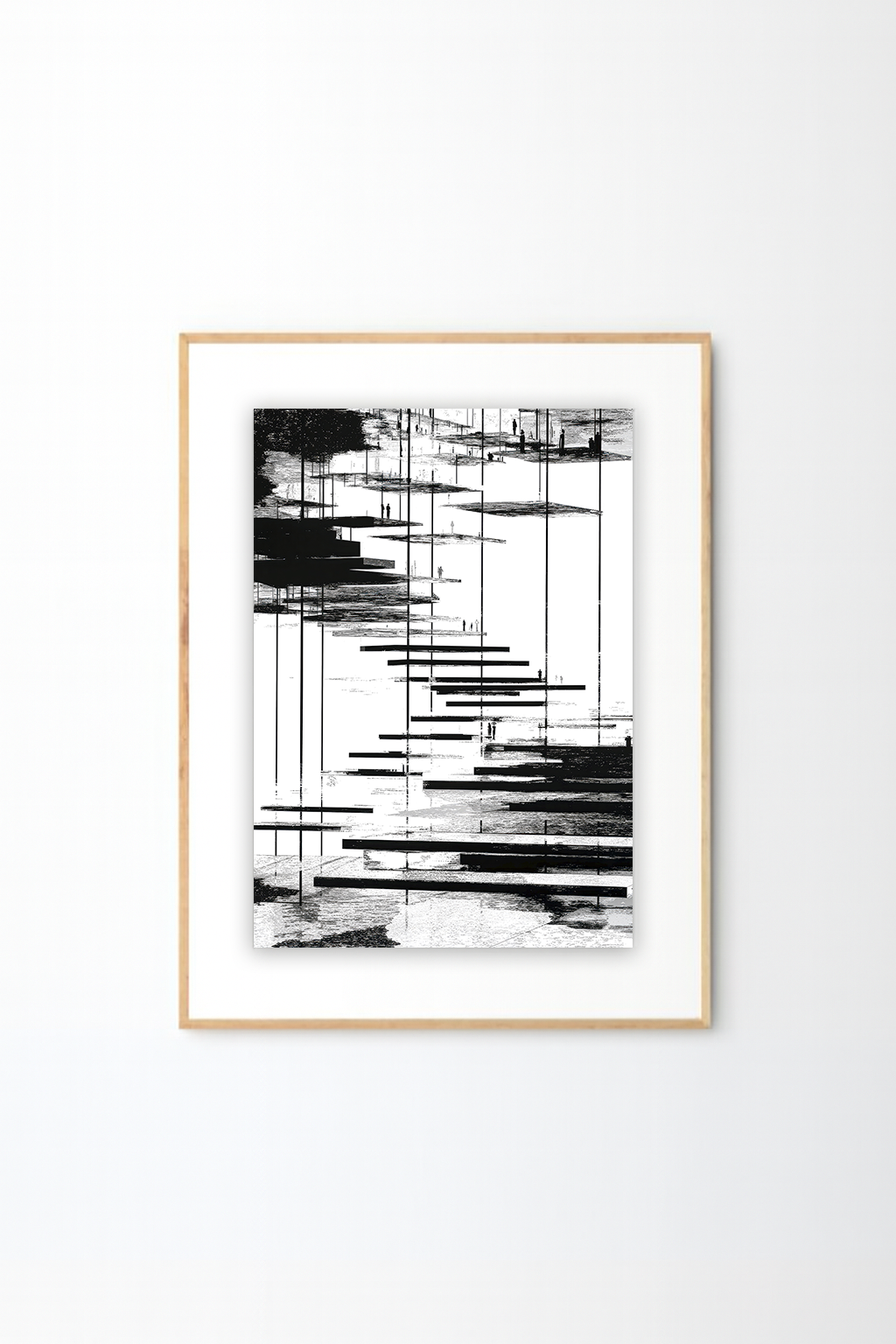 Abstract Himalayan Mountain Path Art | Minimalist Black & White Landscape