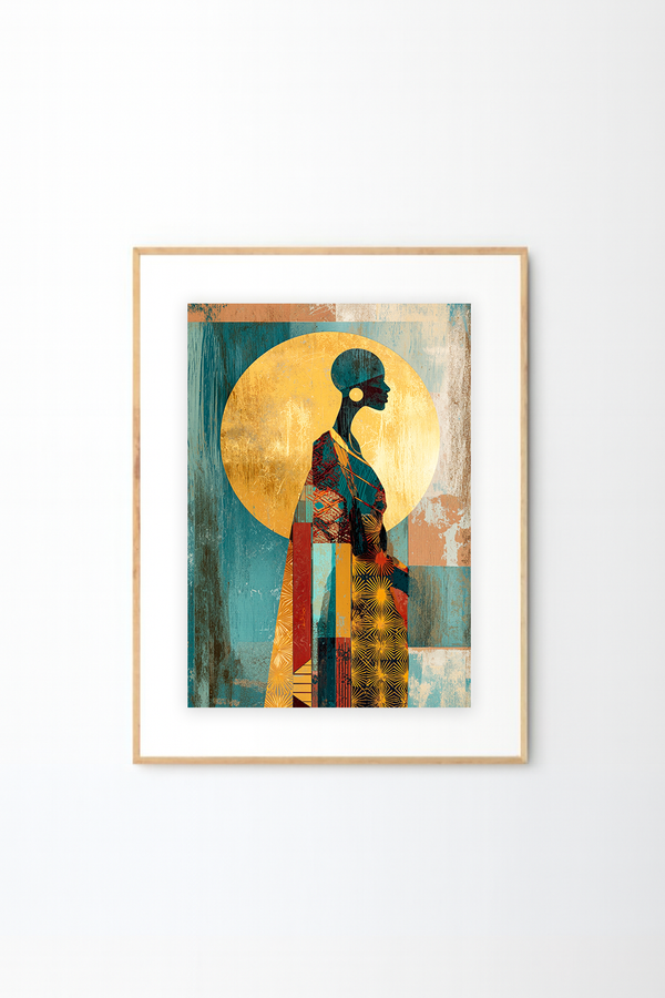 Afro-Bohemian African Woman Wall Art | Earth Tone Cultural Portrait Print