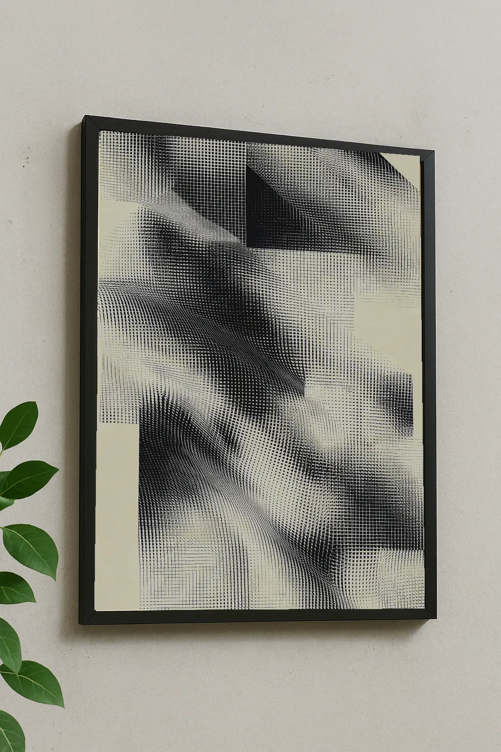 Abstract Mesh Wave Art Print – Modern Black & White Textured Wall Art
