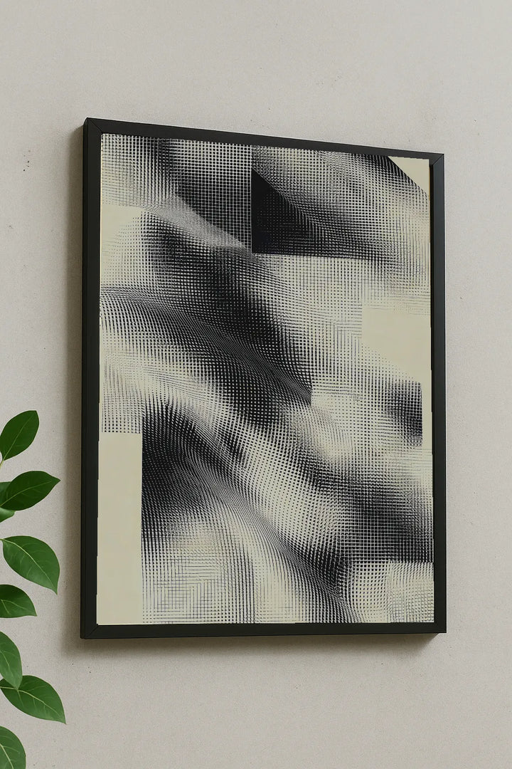 Abstract Mesh Wave Art Print – Modern Black & White Textured Wall Art