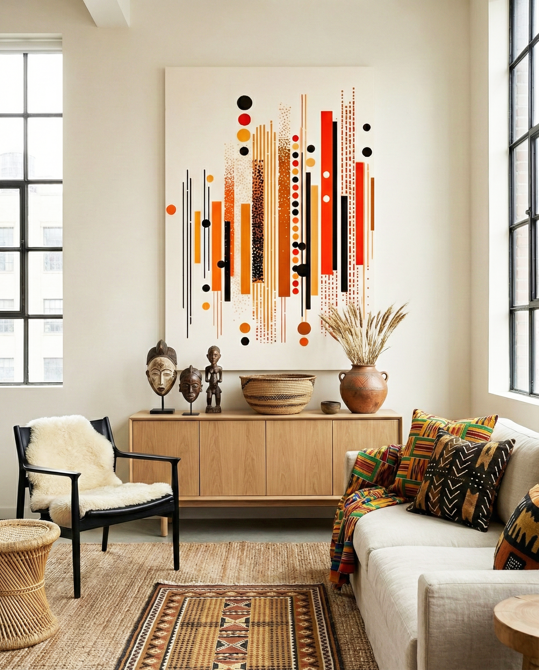Afro-Modern Wall Art | Geometric Tribal Rhythm Print