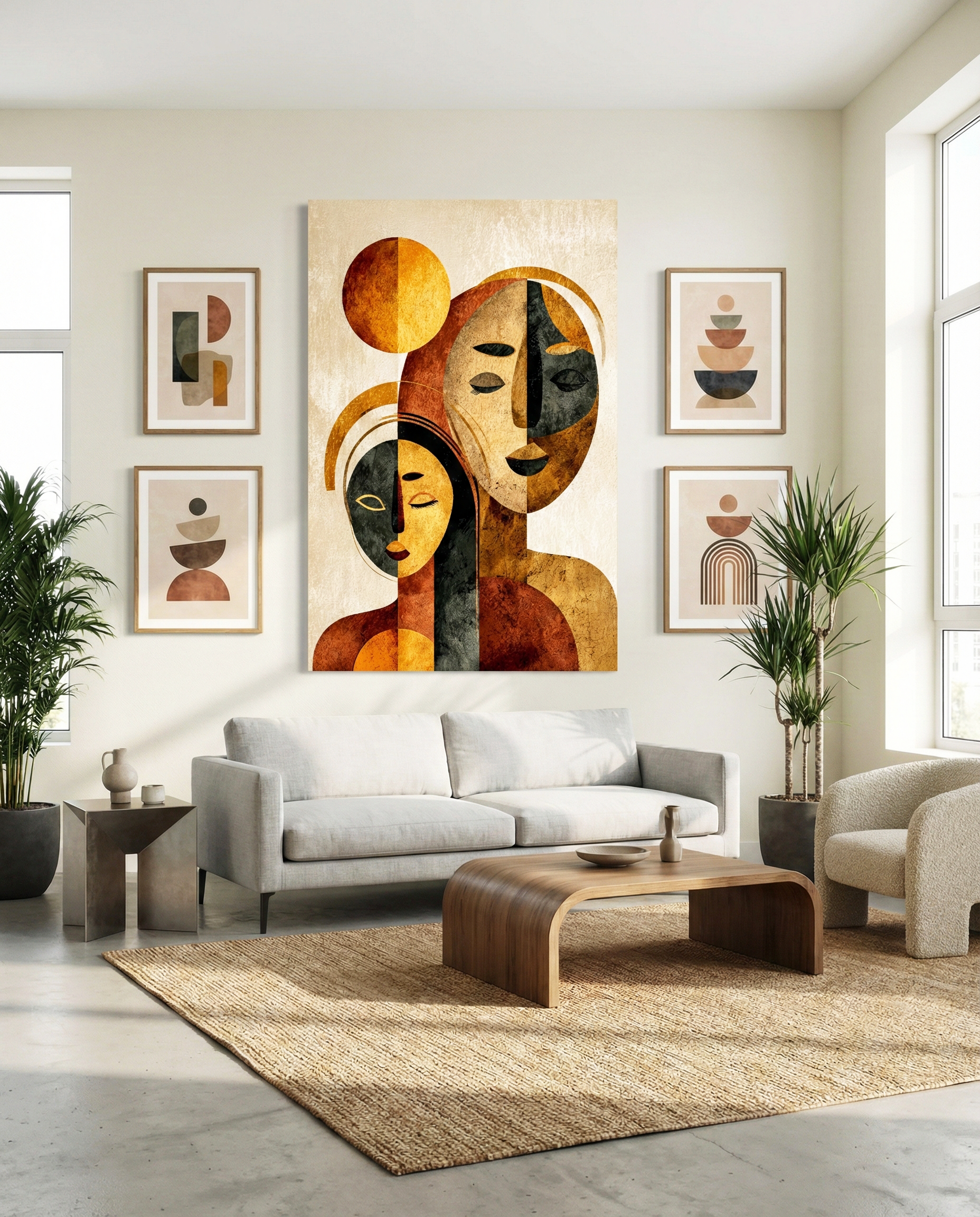 Afro-Bohemian Abstract Figures Wall Art | African Inspired Modern Boho Print