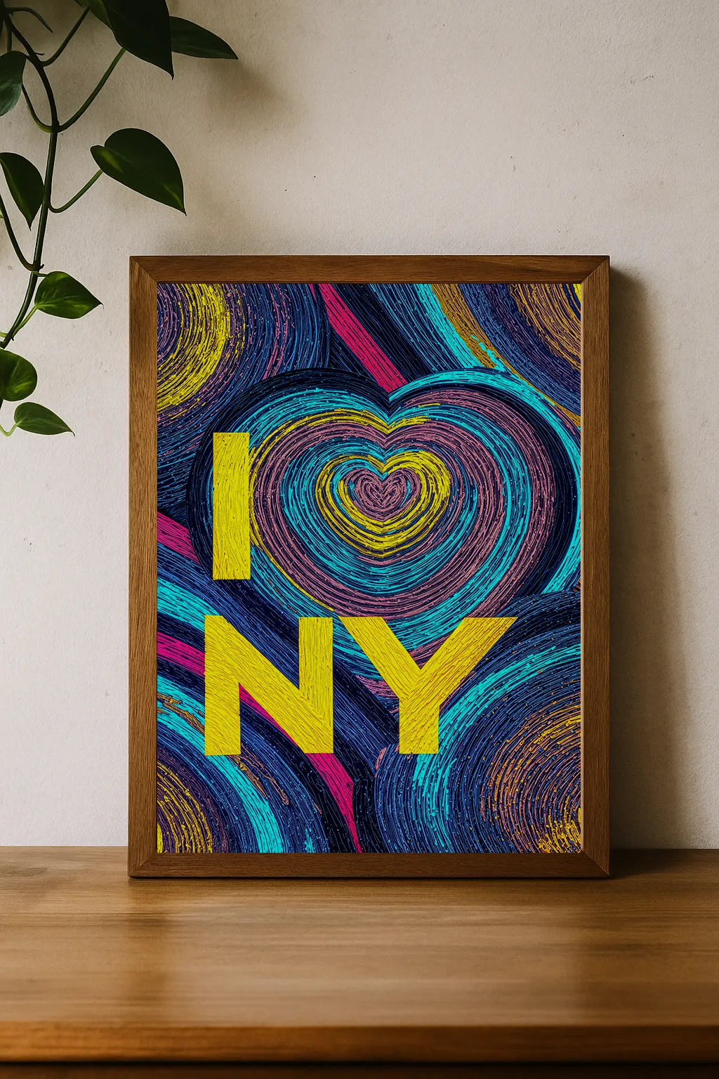 Vibrant Heart NYC-Inspired Art Print – Colorful Abstract Love Illustration