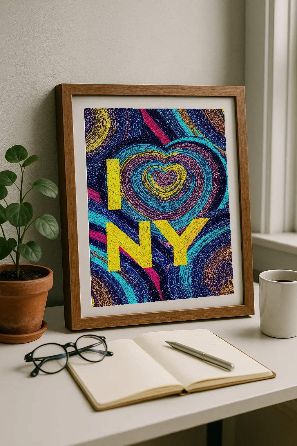 Vibrant Heart NYC-Inspired Art Print – Colorful Abstract Love Illustration
