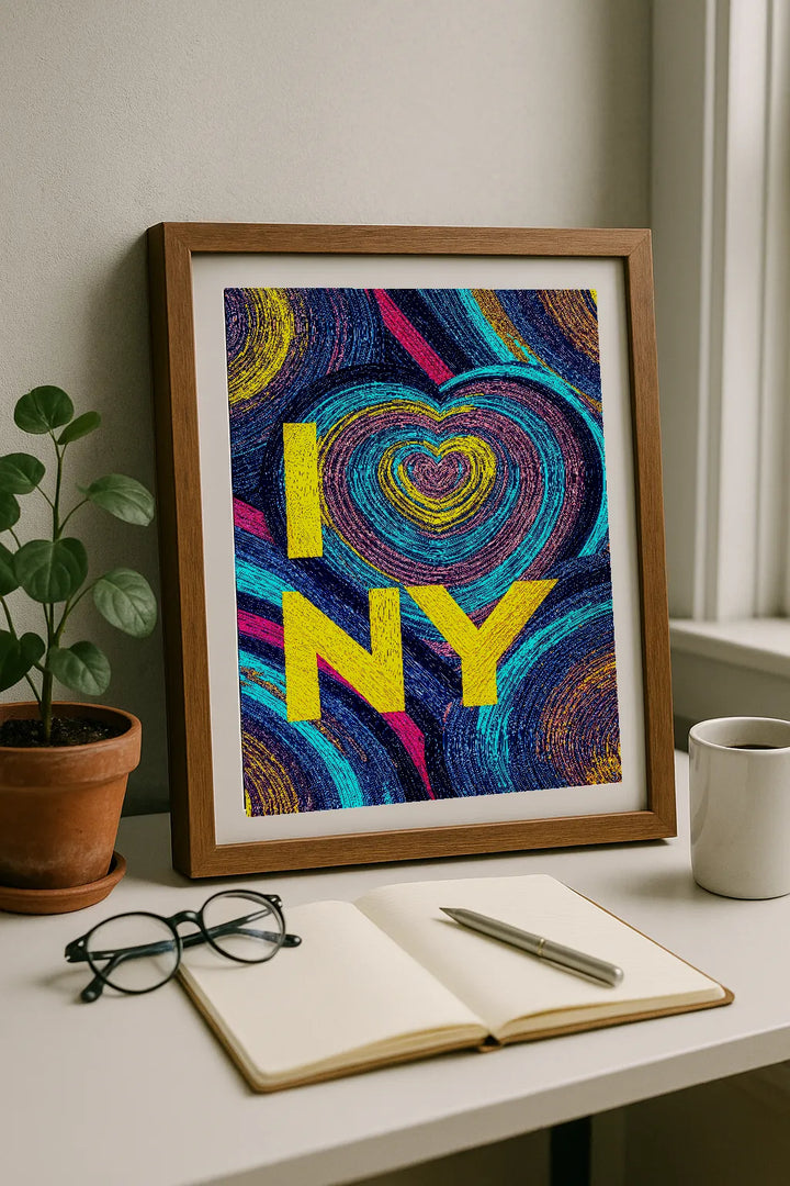 Vibrant Heart NYC-Inspired Art Print – Colorful Abstract Love Illustration