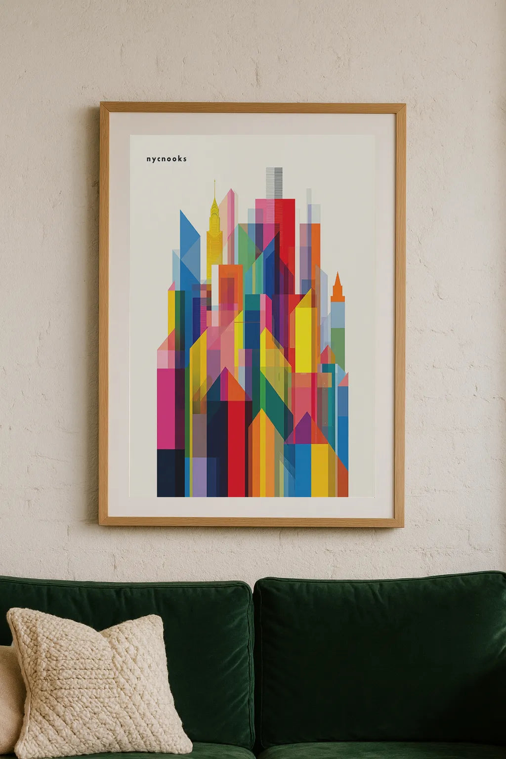 Colorful Geometric NYC Skyline Art Print – Modern Abstract Cityscape Illustration