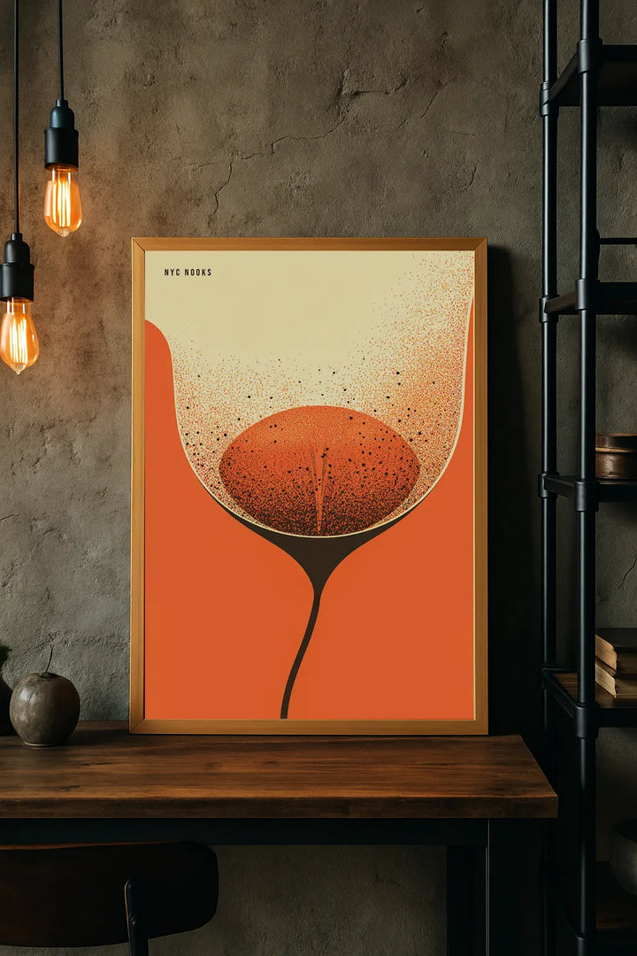 Minimal Bloom Art Print – Modern Abstract Flower Illustration in Orange & Beige