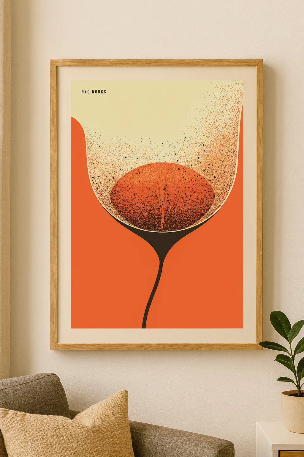 Minimal Bloom Art Print – Modern Abstract Flower Illustration in Orange & Beige