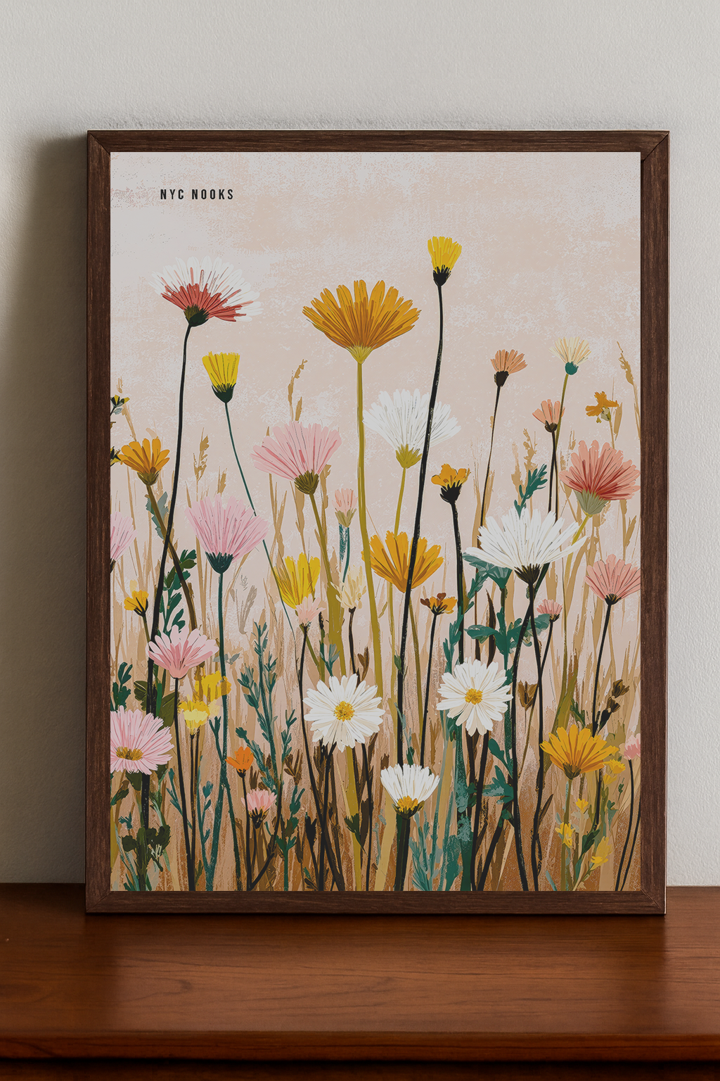 Wildflower Meadow Art Print – Pastel Botanical Wall Decor, Modern Floral Illustration