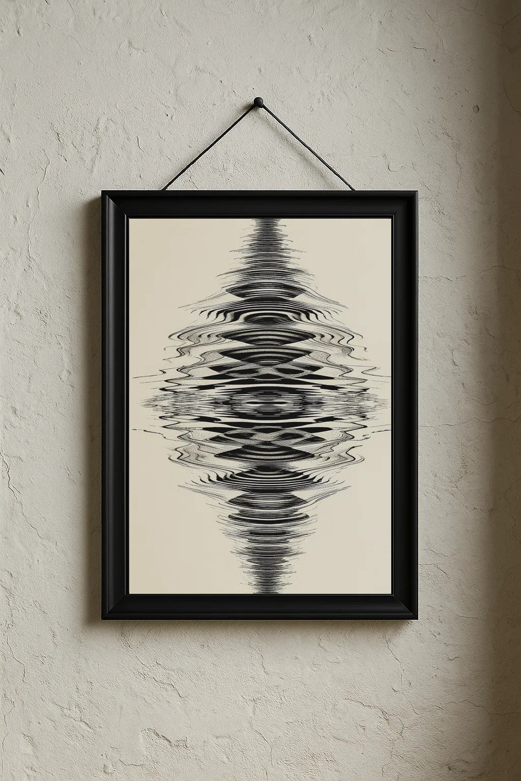 Abstract Soundwave Reflection Art Print – Modern Black & White Minimal Wall Art