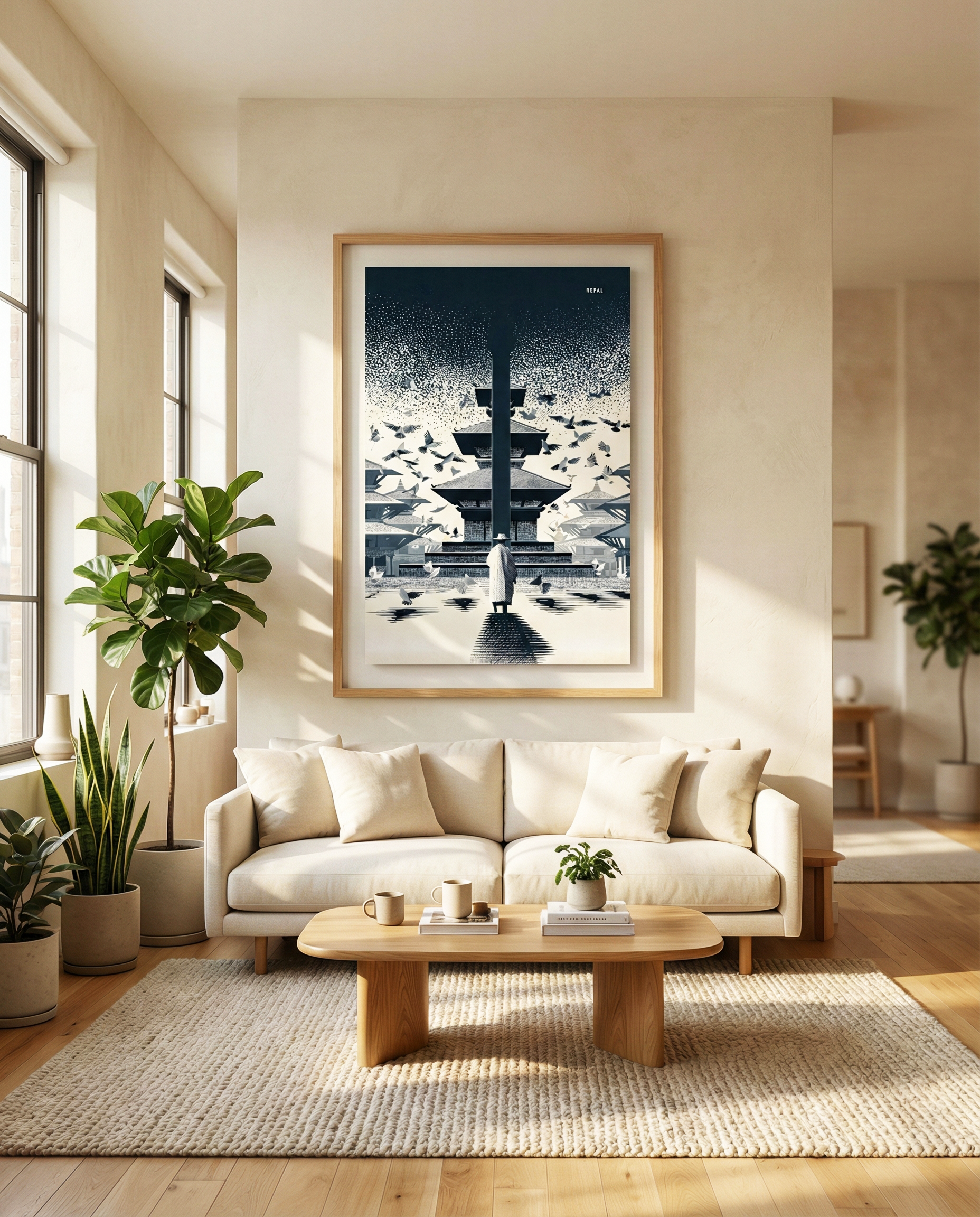 Blue-Black Himalayan Temple Sanctuary Wall Art