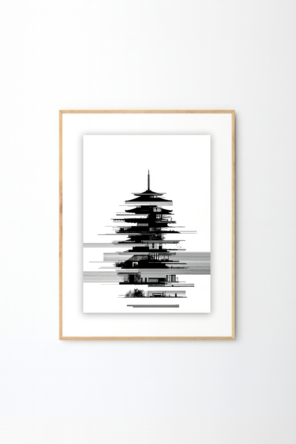 Minimalist Himalayan Pagoda Art | Kathmandu Temple Ink Illustration